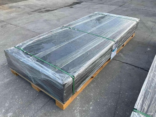 UNUSED PALLET OF GROUND PROTECTION MATS SDLFPP, APPROX 4FT W X 8FT L, APPROX 15 MATS, HIGH DENSITY