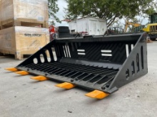 UNUSED 2026 MINI ROCK BUCKET W/ TEETH ATTACHMENT MODEL RB44 FOR MINI SKID STEER , APPROX WORKING