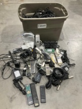 MIXED ELECTRONICS LOT; BRAND INCLUDE SONY, SANYO, TASCOM, SHARP; ITEMS INCLUDE REMOTE CONTROLS,