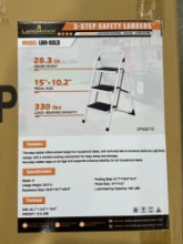 UNUSED LANDHONOR 3 STEP SAFETY LADDER MODEL LHR-SSL3; APPROX USAGE HEIGHT 28in; APPROX LOAD CAPAC...