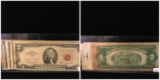 Set Of 5 $2 Red Seal Bills