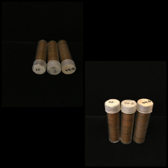 Lot Of 3 Rolls Of Lincoln Cents