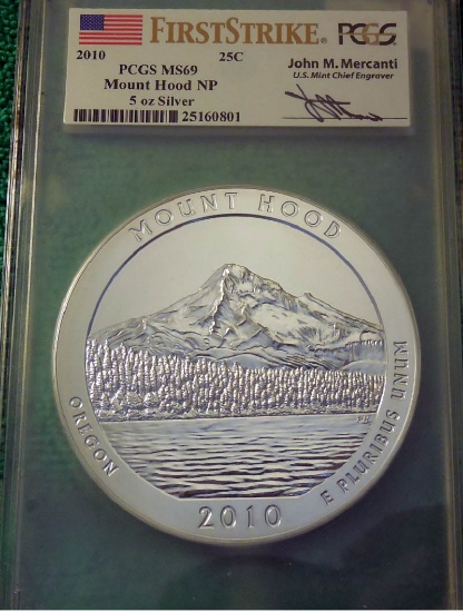 2010 Mt Hood NP 5 oz ATB PCGS MS 69