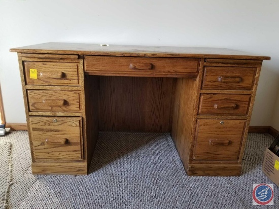 (6) drawer wooden desk 54" x 24" x 30"