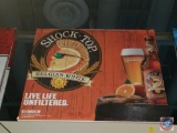 Shock Top paper sign with styrofoam backing (54 X 48)- need ladder to remove