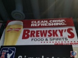 Brewsky's paper sign with styrofoam backing (96 X 48)- need ladder to remove