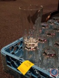 Dish rack containing (36) beverage glasses