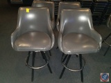(4) padded swivel bar stools with backs and arms 43
