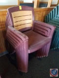 (6) red plastic patio chairs (SOLD TIMES THE MONEY)-upper floor