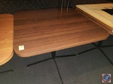 (2) light brown single pedestal tables 3' X 3' (SOLD 2 TIMES THE MONEY)- upper floor