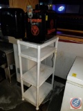 3 bottle Jagermeister refrigerated beverage dispenser (model #JEMUS), 3 tiered plastic shelving unit