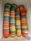 container of assorted colors Melamine G.E.T. dishware including condiment bowls