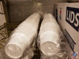 partial box of WinCup lids for 32oz or 44oz cups (#L32S) and (2) partial sleeves of 32oz styrofoam