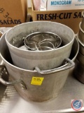 4 gallon stock pot, 2 gallon stock pot, flour sifter