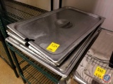 large steam table pan with a variety of (6) lids