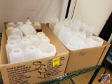 (2) boxes container plastic squeeze bottles and condiments containers without lids
