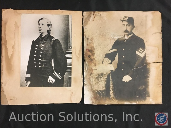 [2] Pictures Civil War Enlisted and Officer, (Unframed and w/ Damage) - 14 x 11''