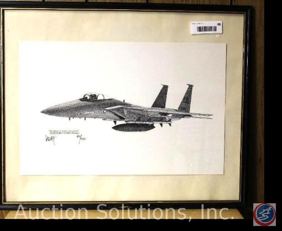 Framed Limited Edition Print, 446/ 1000 McDonald Douglas F-15A Eagle by Joe Milich 1980 - 21 x 17''