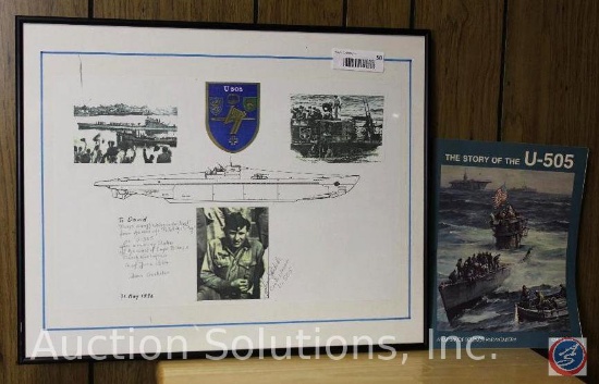 U-Boat Pamphlet and Framed Picture Signed and Dated 1996 - 20 x 16.75''