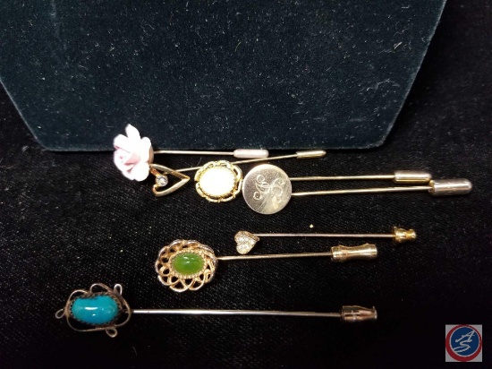 (7) stick pins/hat pins with caps
