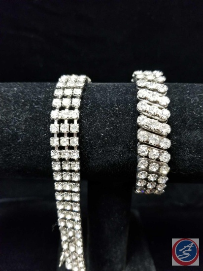 Rhinestone stretch bracelet, and rhinestone clasp bracelet