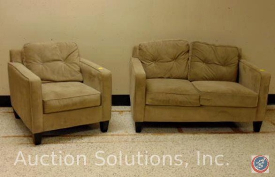 Beige Loveseat 56 x 36 x 31 in.; Chair 32 x 36 x 31 in. {SOLD 2x TIMES THE MONEY}