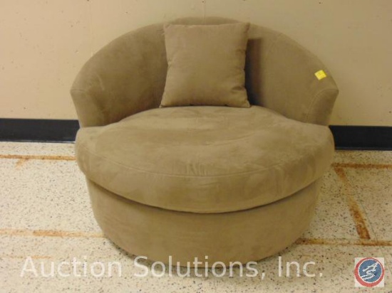 SofaTrend Beige Upholstered Round Swivel Chair 46 x 44 x 31 in.
