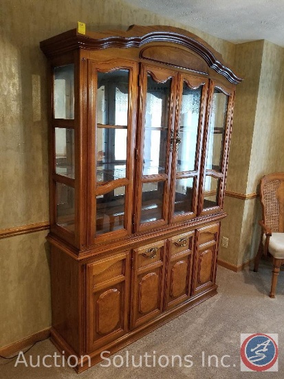 Lighted Wood Buffet Dining Hutch 58" x 81.5" x 16"