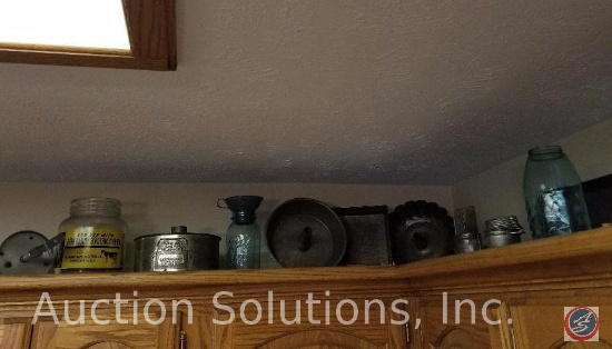 Assorted Kitchen Decorations to Include; Krumkake Iron w/ Wood Cone, Old Fashioned Cooking Pot,