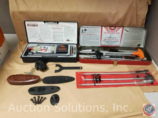 Gun cleaning supplies including Outers Gunslick Shotgun Kit for 20-28 ga. and a Kleen Bore cleaning