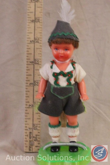 FOREIGN DOLL, 5.5" tall plastic Tyrolean style boy doll, jointed arms and legs, painted eyes, shoes