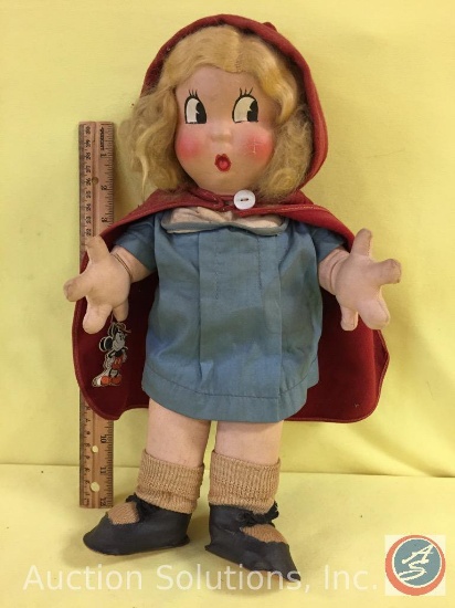 DISNEY, Red Riding Hood, 15" tall cloth doll, hard cloth face, all original clothes, original Disney