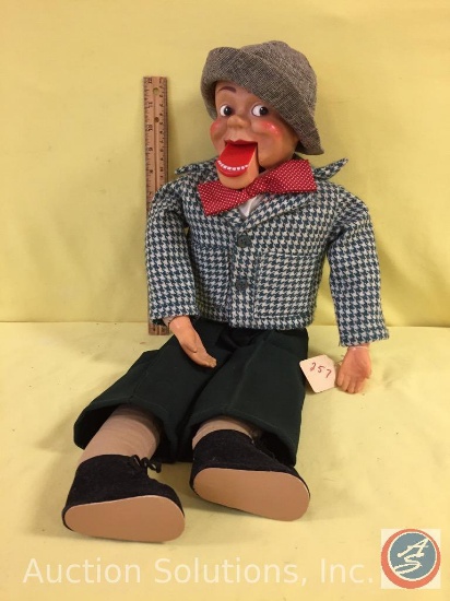 JERRY MAHONEY VENTRILOQUIST DOLL, 23" doll with red molded hair, all original clothes, green pants,