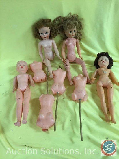 [4+] MISC JOINTED PLASTIC DOLLS, (for parts? extra bodies included)