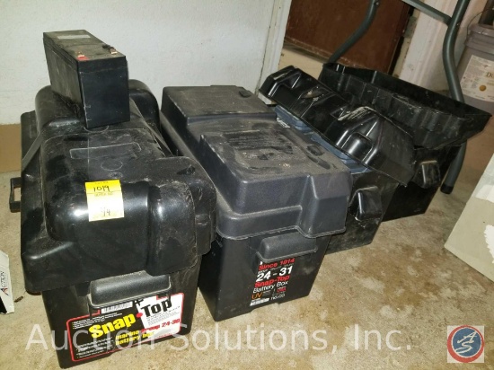 (4) battery boxes, three containing batteries