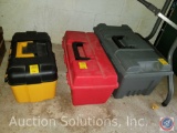 (3) tool boxes containing Crescent wrenches, wiring, drill bits, and more