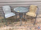Small Side Patio Table, and [2] Woven Chairs
