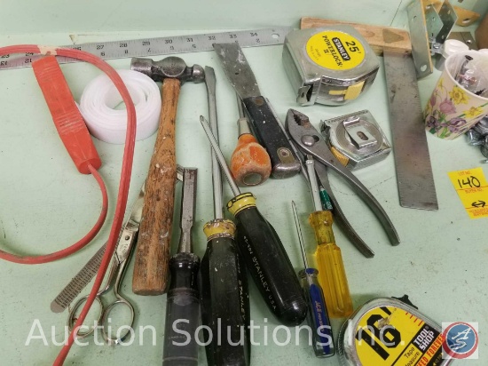 contents on top of counter to include a variety of hand tools, electrical and hardware