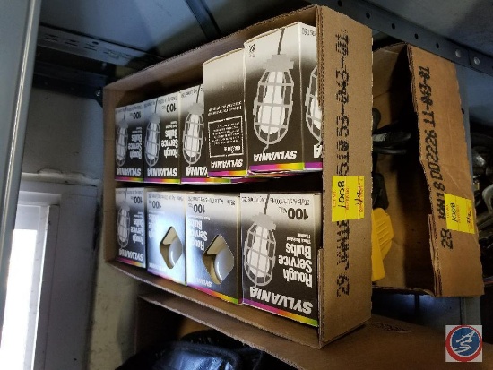Work light (#84JN), flat of Sylvania 100 watt rough service bulbs