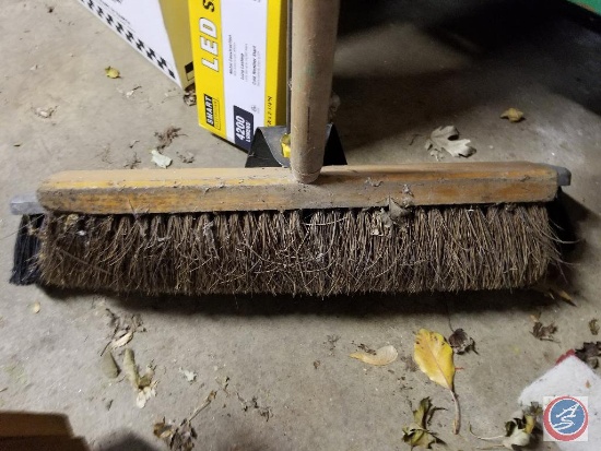 (2) wood handled push brooms