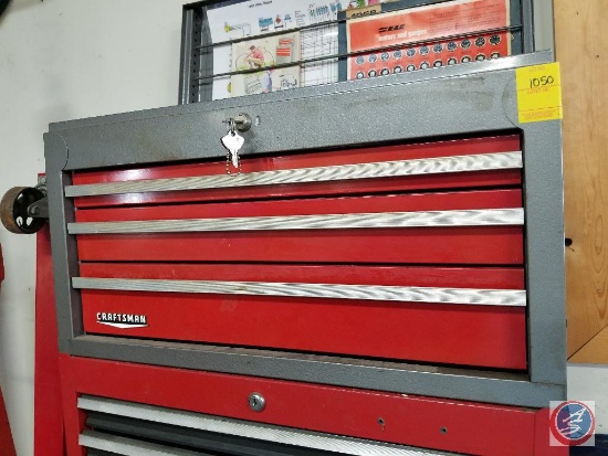 Craftsman locking tool box with open top, keys are present