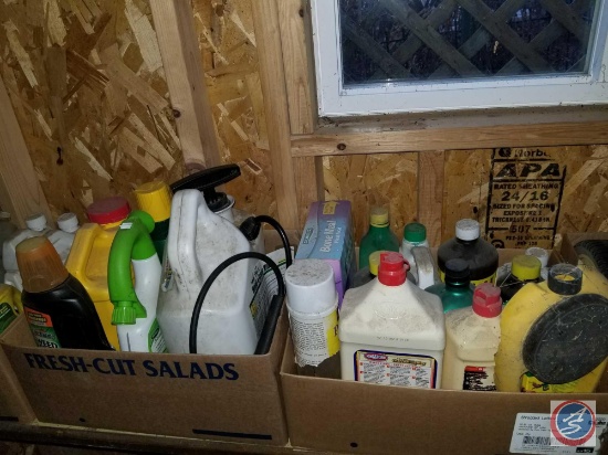 (3) boxes containing outdoor chemicals and fluids