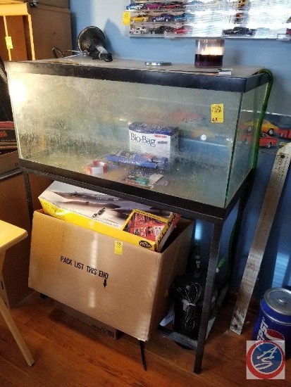 Large fish tank including stand, bio bags, and more