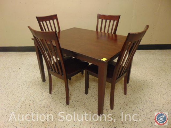 Rectangle Wood Dining Table and (4) Spindle-Back Chairs (48" x 36" x 30")