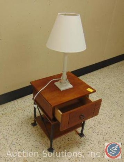 Lamp Table w/Drawer (17 1/2" x 16" x 23") and Lamp (24" height)