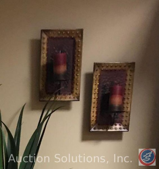 [2] Metal Wall Art Sconces 16 x 10'' w/ Candles