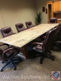 Zongker's Custom Handcrafted Solid Oak and Rosewood Marble Granite Slab Conference Table w/ [3]