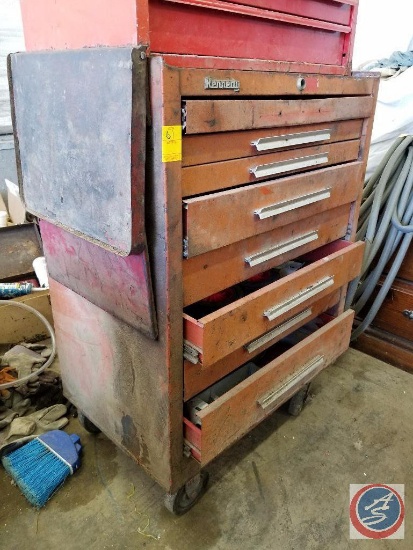 8 drawer Kennedy red metal tool chest on wheels (contents included)