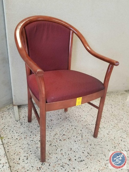 [10] Burgundy Upholstered Wood Waiting Room Chairs.{SOLD 10x THE MONEY}