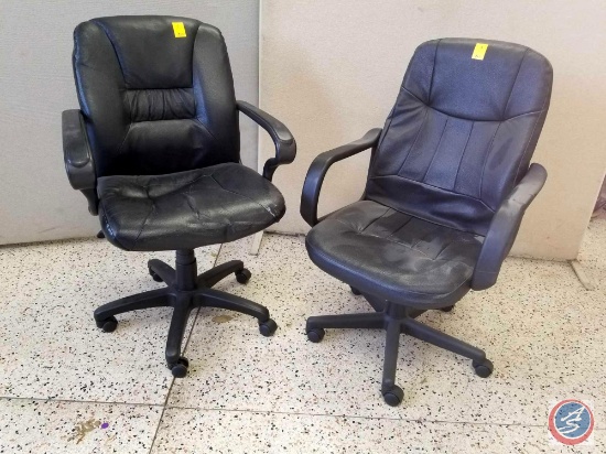 [2] Black Swivel Executive Office Chairs, on wheels {SOLD 2x THE MONEY}